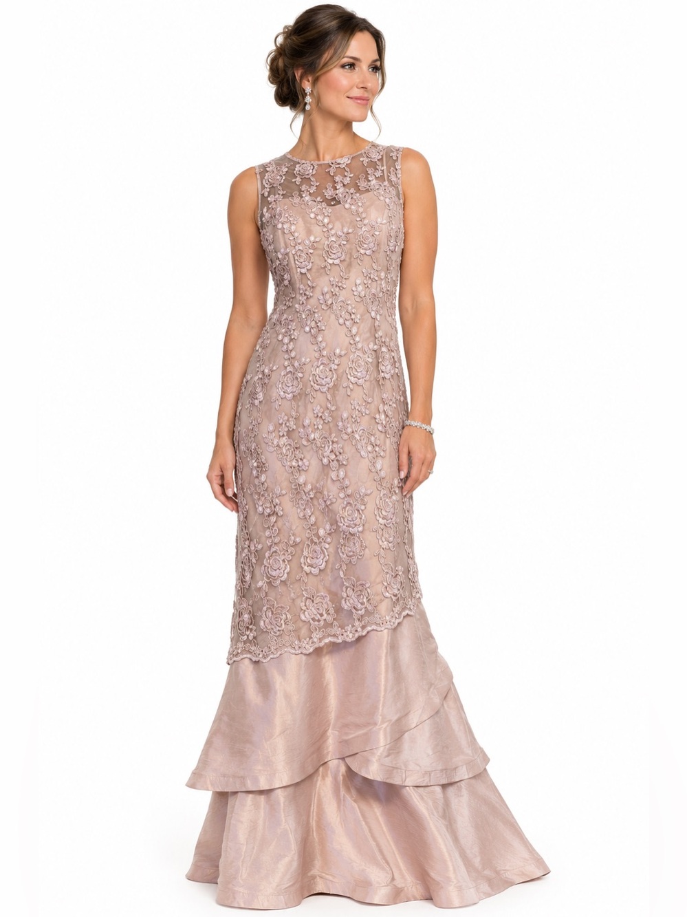Vintage Rose  Lace Overlay Dress blush pink, size 12